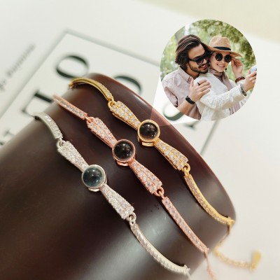 Bracelet à Projection Photo Personnalisé Bracelet Photo Commémoratif Bracelet pour Couples Cadeau pour Meilleure Amie Cadeau pour Elle