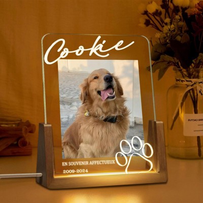 Lumière de Nuit Personnalisée avec Photo Souvenir pour Animaux de Compagnie Cadeau Souvenir pour la Perte d'un Animal de Compagnie