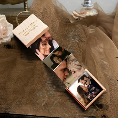 Boîte Photo en Bois à Tiroir Personnalisée Cadeaux Uniques pour Couples Cadeau d'Anniversaire pour Lui Cadeaux Saint-Valentin pour Petit Ami