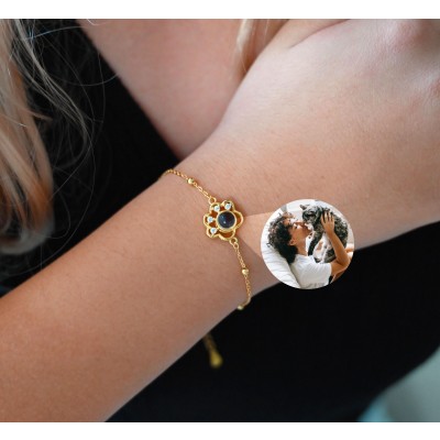 Bracelet à Projection Photo Empreinte de Patte Personnalisé Bijou Photo Commémoratif Bracelet Portrait d'Animal