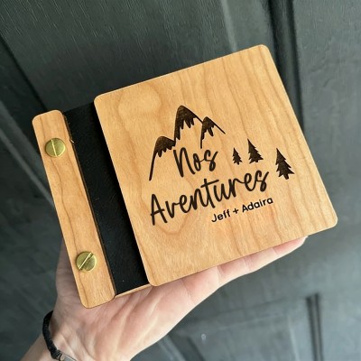 Album Photo Personnalisé en Bois pour Couples Cadeau Souvenir pour Anniversaire ou Saint-Valentin