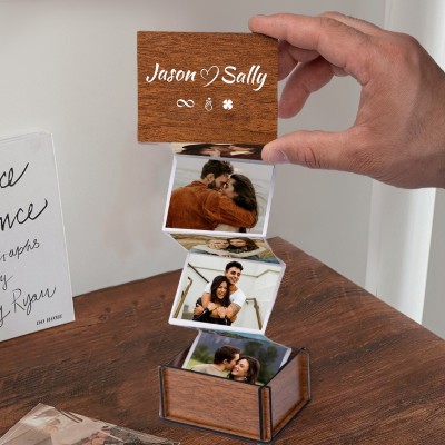 Boîte Photo Commémorative en Bois à Tiroir Personnalisée Cadeaux d'Anniversaire pour Elle Cadeaux pour Mari Saint-Valentin
