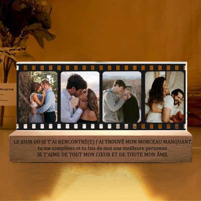 Collage Photo Personnalisé pour Couple Veilleuse - Cadeau pour Couple Cadeaux d'Anniversaire de Mariage pour Femme Cadeau de Saint-Valentin pour Couple