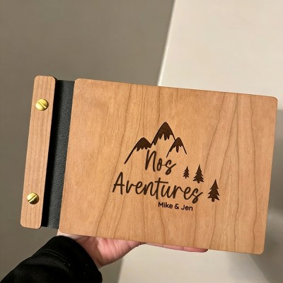 Album Photo Personnalisé en Bois pour Couples - Cadeau Souvenir pour Anniversaire ou Saint-Valentin