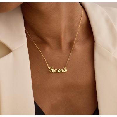 Collier avec Nom Personnalisé Collier avec Nom Plaqué or 18 carats Collier Personnalisé Cadeau d'Anniversaire pour Elle