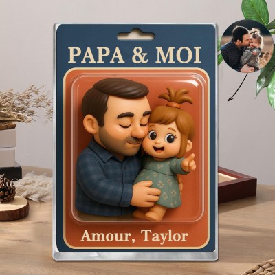 Photo personnalisée papa et enfants Figure d'action bloc acrylique cadeaux uniques pour papa cadeau de la fête des pères