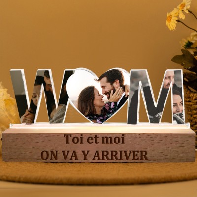 Collage Photo de Couple - Veilleuse - Cadeaux Personnalisés pour Couples Cadeaux de Saint-Valentin pour Petite Amie