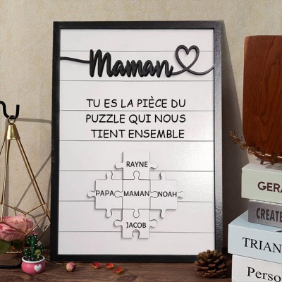 Pièce de puzzle personnalisée pour maman qui nous tient ensemble, cadeaux pour la fête des mères