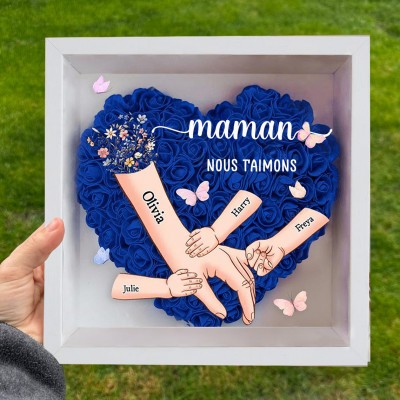 Maman nous t'aimons main dans la main boîte à fleurs cadeaux personnalisés pour maman cadeaux uniques pour la fête des mères
