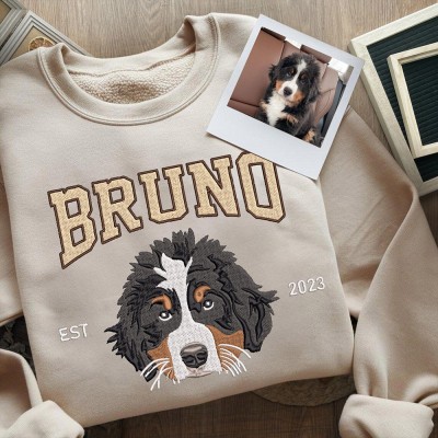 Sweat-shirt brodé personnalisé pour chien avec visage de chien dessus Cadeaux pour les propriétaires de chiens Cadeau de Noël