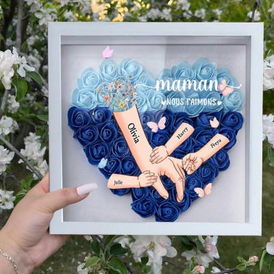 Maman nous t'aimons main dans la main boîte à fleurs cadeaux personnalisés pour maman cadeaux uniques pour la fête des mères