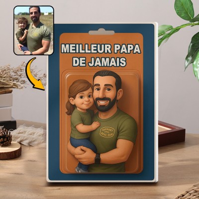 Photo personnalisée papa et enfants Figure d'action bloc acrylique cadeaux uniques pour papa cadeau de la fête des pères