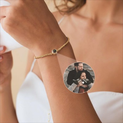 Bracelet de projection photo personnalisé Cadeaux d'anniversaire pour femme Cadeau de Saint-Valentin pour elle