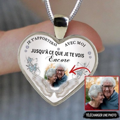 Collier Je te porterai avec moi jusqu'à ce que je te revoie Collier photo commémoratif personnalisé Cadeau souvenir de sympathie