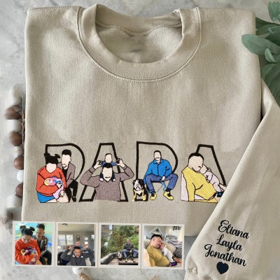 Personnalisé Papa brodé Photo Portrait sweat-shirt cadeaux pour papa grand-père fête des pères cadeau
