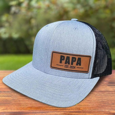 Chapeau Patch en cuir Papa personnalisé avec cadeau de Date pour Papa nouveau cadeau Papa