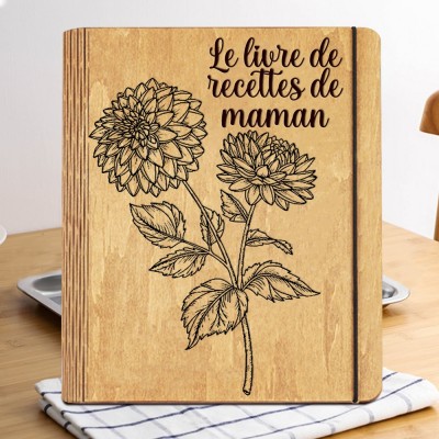 Livre de recettes familial personnalisé en bois idées cadeaux pour maman grand-mère