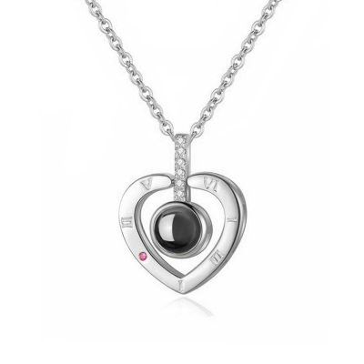 Collier de projection photo commémoratif personnalisé avec chiffres romains cadeaux d'amour pour petite amie femme cadeau de Noël
