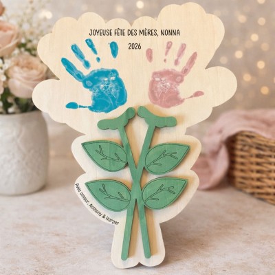 Cadeau unique pour la fête des mères : panneau à faire soi-même avec l'empreinte de la main d'une maman.