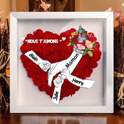 Maman nous t'aimons main dans la main boîte à fleurs cadeaux personnalisés pour maman cadeaux uniques pour la fête des mères