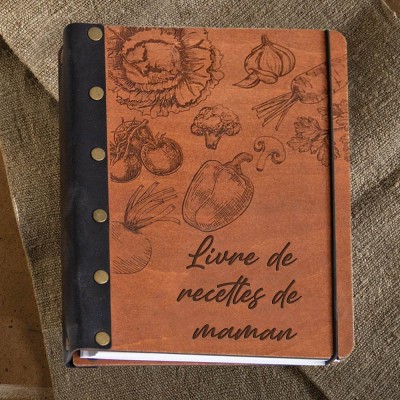 Carnet de recettes avec reliure en cuir, classeur vierge, cadeaux personnalisés pour maman et grand-mère, idées cadeaux de Noël