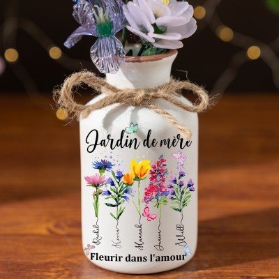 Vase de fleurs de naissance personnalisé pour maman avec noms d'enfants Idées cadeaux pour la fête des mères