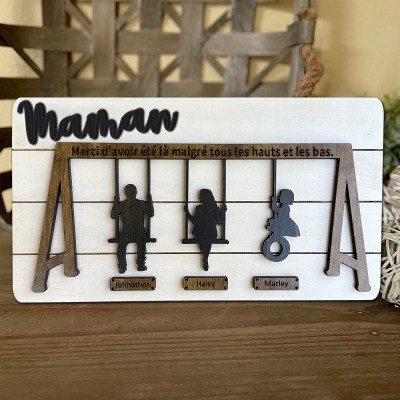Panneau de balançoire personnalisé, panneau de maman en bois pour cadeaux de fête des mères