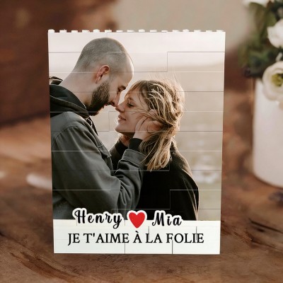 Puzzle Photo de Construction en Briques Cadeau d'Amour Personnalisé pour Couple Cadeau d'Anniversaire pour Mari Cadeau de Saint-Valentin pour Elle