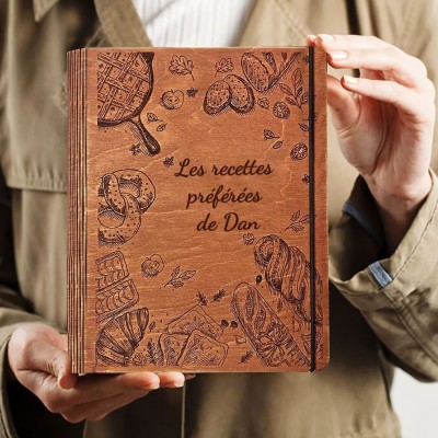 Livre de recettes familial personnalisé en bois idées cadeaux pour maman grand-mère