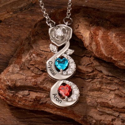Collier personnalisé avec pierres de naissance et prénoms des enfants Cadeau unique pour maman et grand-mère