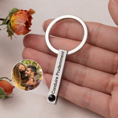 Porte-clés de projection photo personnalisé avec image à l'intérieur, cadeaux de Saint-Valentin pour petit ami mari