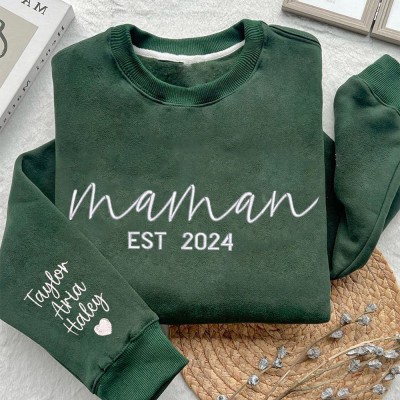 Sweat à capuche brodé personnalisé pour maman, cadeau souvenir pour maman, grand-mère, idées cadeaux pour la fête des mères