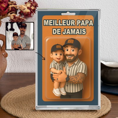 Photo personnalisée papa et enfants Figure d'action bloc acrylique cadeaux uniques pour papa cadeau de la fête des pères