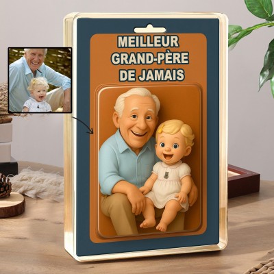 Photo personnalisée papa et enfants Figure d'action bloc acrylique cadeaux uniques pour papa cadeau de la fête des pères