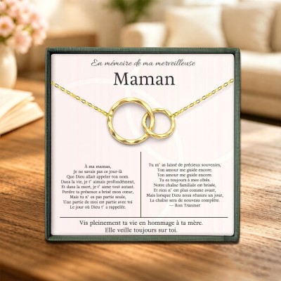 Collier en or « Perte d'une mère » – Bijou commémoratif pour une fille, cadeau de sympathie, pendentif souvenir à 2 anneaux
