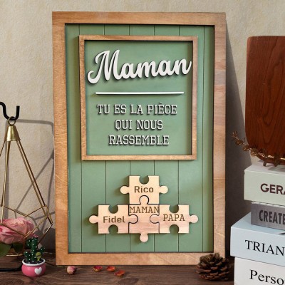 Puzzle en bois personnalisé pour maman avec prénoms d'enfants Cadeaux uniques pour maman Idées cadeaux pour la fête des mères