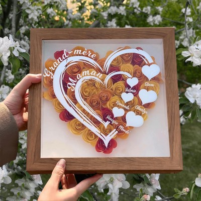 Boîte à fleurs personnalisée en forme de cœur avec noms d'enfants, cadeau souvenir pour grand-mère, maman, cadeau de fête des mères