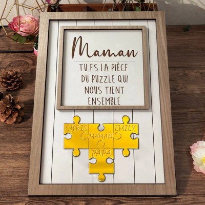 Puzzle personnalisé en bois avec prénoms d'enfants Idées cadeaux uniques pour maman, grand-mère, fête des mères