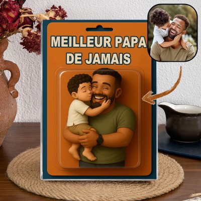 Photo personnalisée papa et enfants Figure d'action bloc acrylique cadeaux uniques pour papa cadeau de la fête des pères