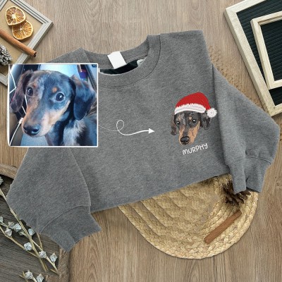 Sweat-shirt de Noël personnalisé pour animaux de compagnie avec photo brodée cadeau de Noël pour les propriétaires de chiens