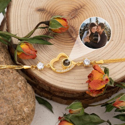 Bracelet personnalisé avec projection de photos en forme de cœur, idées cadeaux pour la Saint-Valentin, pour femme, petite amie