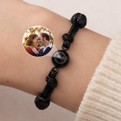 Bracelet de projection photo en corde tressée personnalisé, cadeau d'amour pour elle et lui