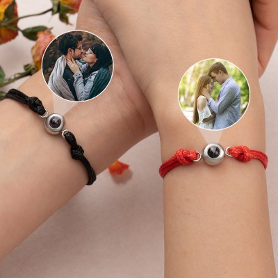 Bracelet de projection de photos en corde personnalisé, avec photo à l'intérieur, cadeaux commémoratifs pour couple