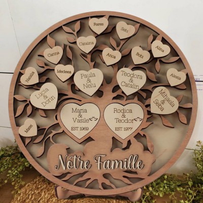Panneau d'arbre généalogique en bois personnalisé avec noms d'enfants, cadeaux de famille, idées de cadeaux pour la fête des mères