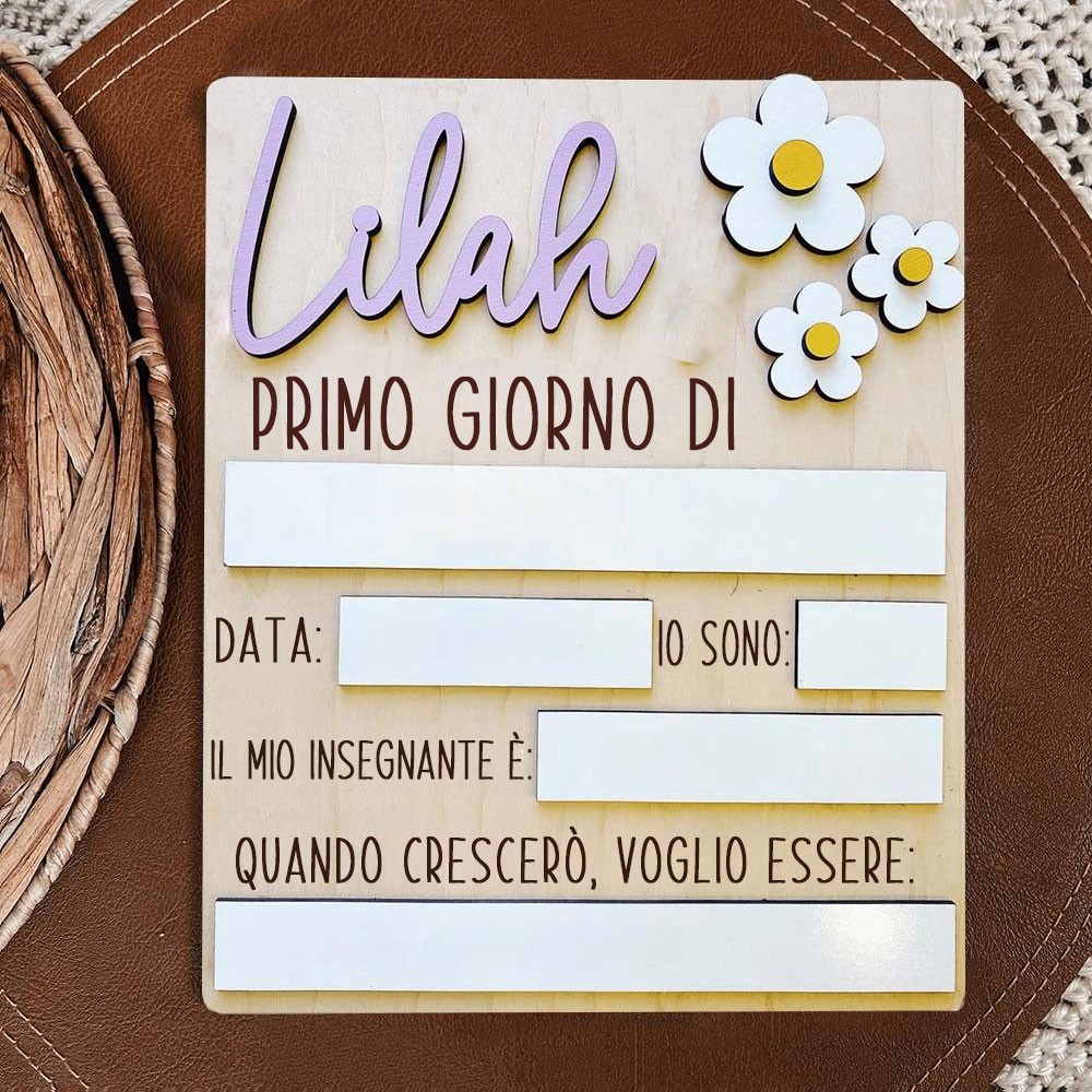 Cartello personalizzato con margherite per il primo giorno di scuola, idee regalo per bambine, idee regalo uniche per il ritorno a scuola