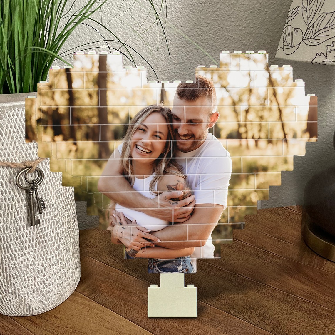 Regalo Personalizzato a Forma di Cuore con Blocchi da Costruzione e Cornice Fotografica, Pensato per Fidanzate, Mogli o Come Regalo di San Valentino per Coppie.