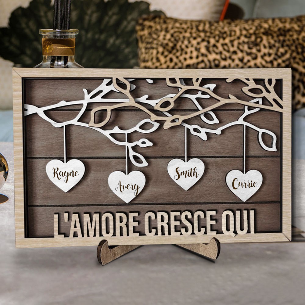 Targa personalizzata per albero genealogico in legno con nomi, regali per nonna, mamma, idee regalo per la festa della mamma