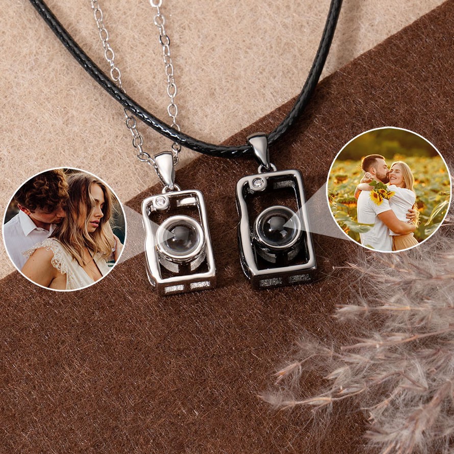 Collana personalizzata con proiezione magnetica per coppia di fotocamere, regalo unico per regali d'amore di anima gemella per coppia