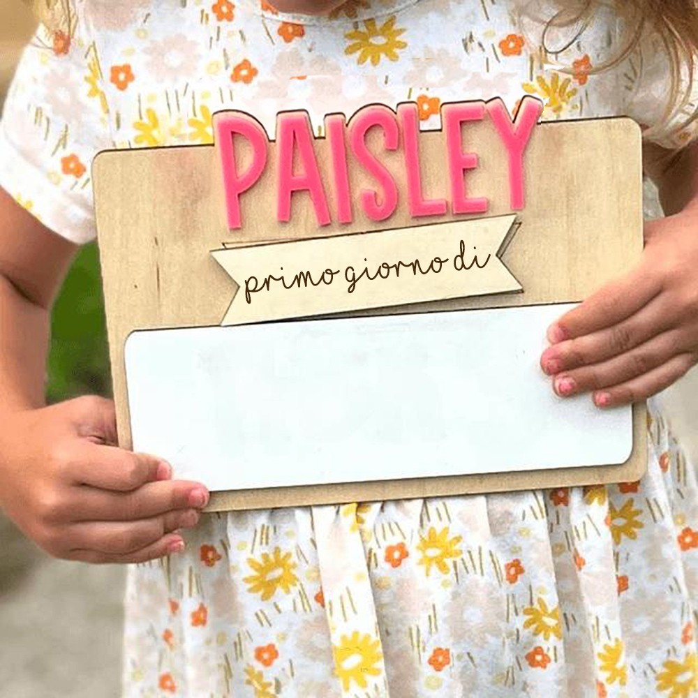Cartello personalizzato per il ritorno a scuola con i nomi dei bambini, cartello personalizzato per il primo giorno di scuola, regalo unico in legno per bambini