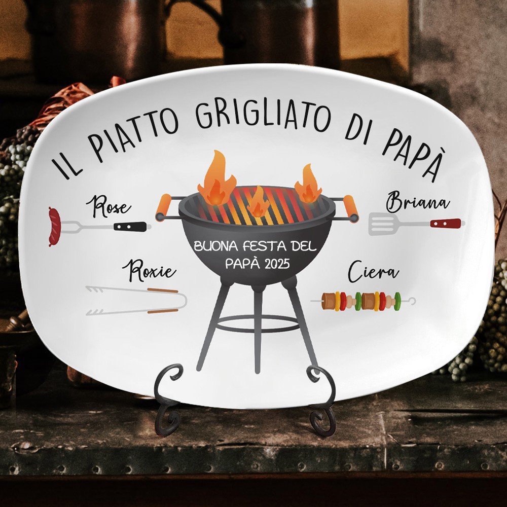 Piastra per barbecue personalizzata di papà con nomi di bambini. Idee regalo uniche per la festa del papà